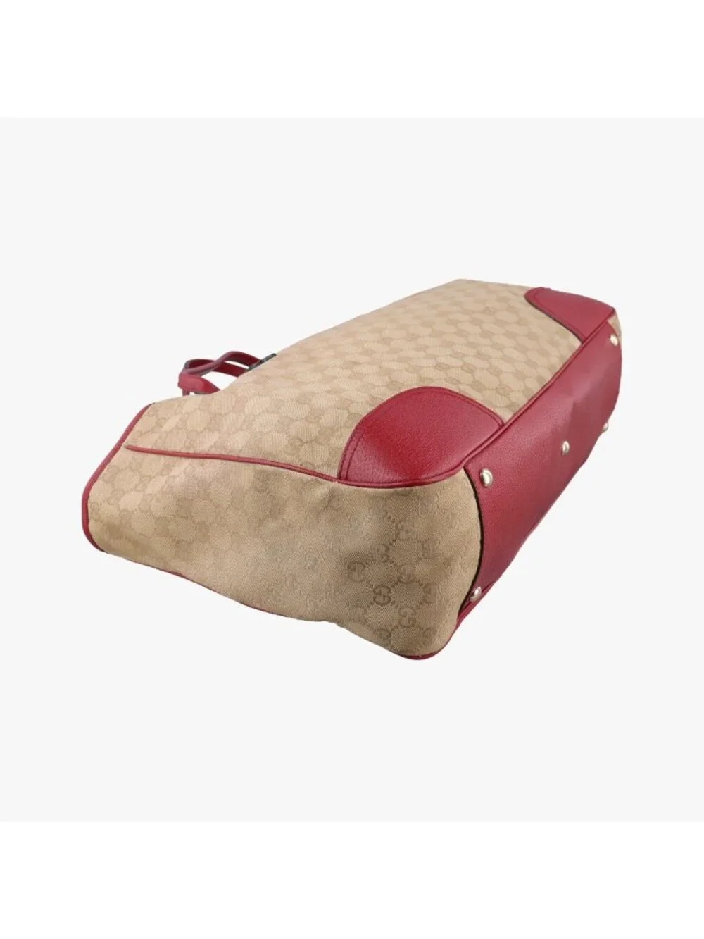 Gucci GG Supreme Beige Red Canvas Leather Handbag